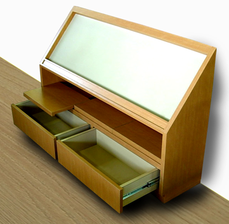メッセージボード付きの収納家具